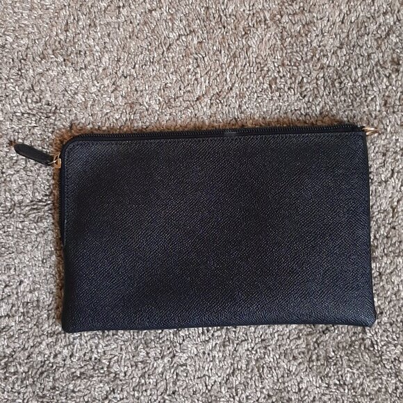 Coach Story Patch Black Leather Large Pouch - Picture 2 of 4